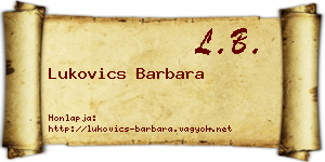 Lukovics Barbara névjegykártya